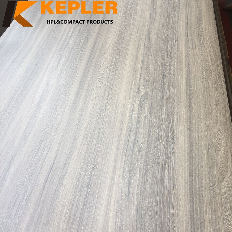 Kepler waterproof  0.6mm thickness T18 special surface treatment elm color high pressure laminate HPL sheets